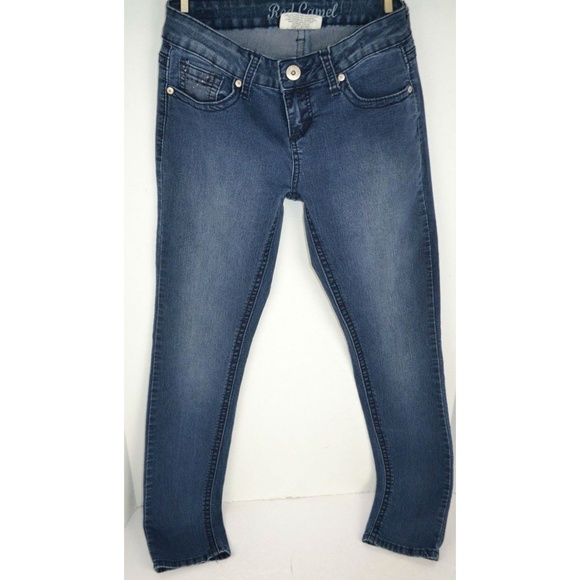 Red Camel Juniors Low Rise Skinny Blue Jeans, Stretch Dark Wash Denim Size 7 - Picture 4 of 8